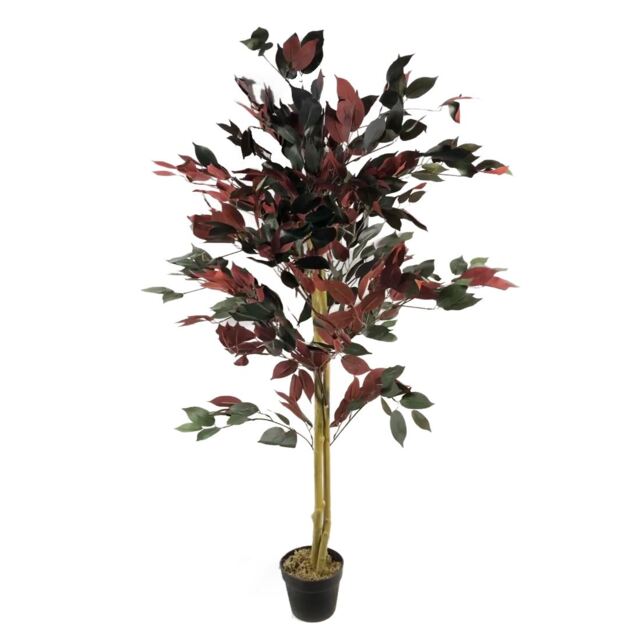 120cm (4ft) Artificial Dark Red Green Ficus Plant - Extra Large Red 4ft