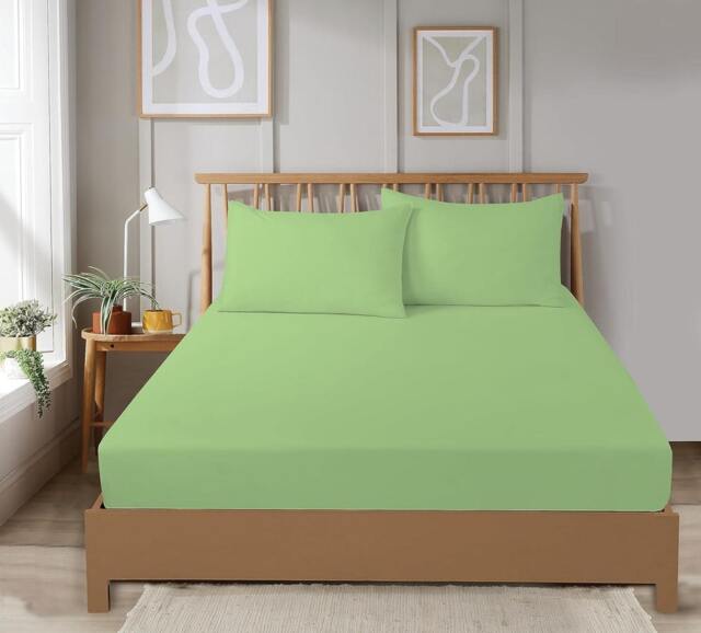 Super Soft Plain Dye Fitted Sheet in Sage Green - King Green Green King