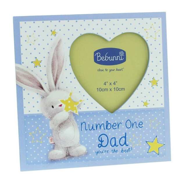 "Bebunni Polka Dot Wooden Heart Photo Frame 4"" x 4"" - Dad"