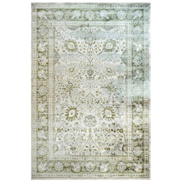 KUKOON Green Vintage Style Floral Living Room Area Rug 60cm x 110cm Multi