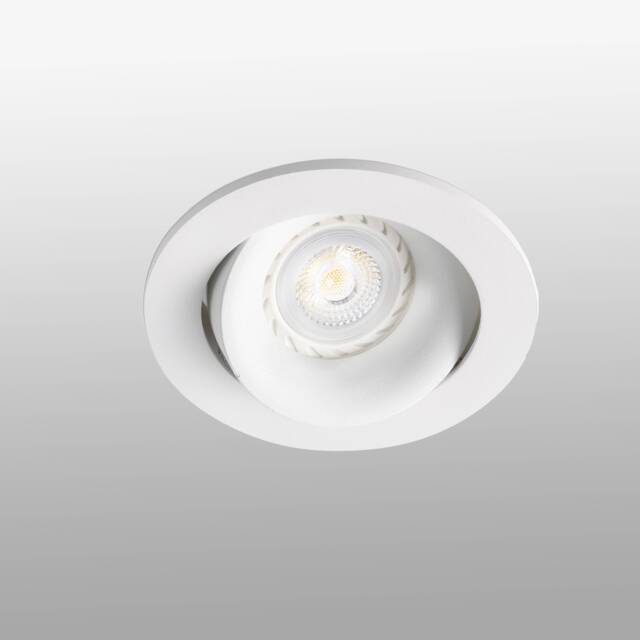 Arg 1 Light Round Tiltable Recessed Spotlight White, GU10
