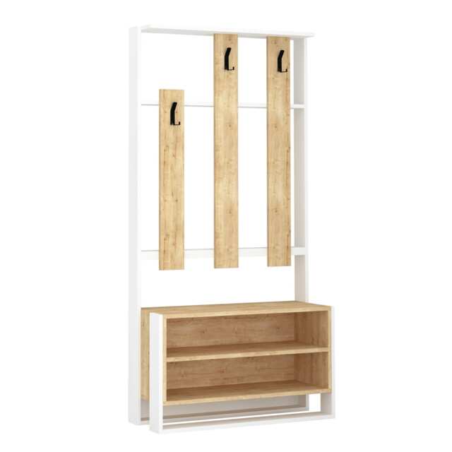 Decortie Chester Hall Tree Coat Stand 90x180cm White Oak