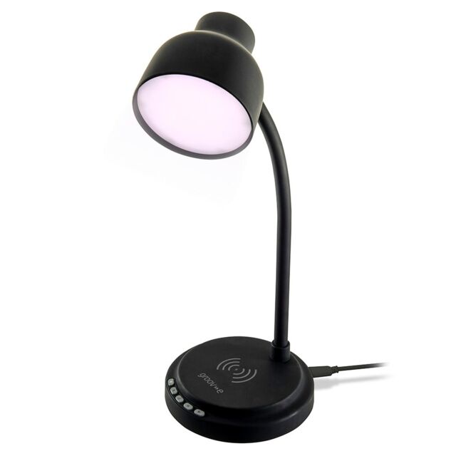 Groov-e GVWC07BK Astra LED Lamp with Wireless Charging Pad & Bluetooth Speaker - Black Black