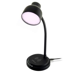 Groov-e GVWC07BK Astra LED Lamp with Wireless Charging Pad & Bluetooth Speaker - Black Black