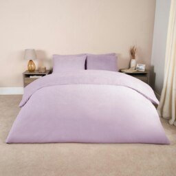 OHS Soft Teddy Fleece Duvet Cover and Pillowcase Set, King - Lilac