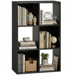 HOMCOM Industrial Style Storage Shelf, Bookcase, Bookshelf Black Black wood effect 60W x 30D x 93H cm