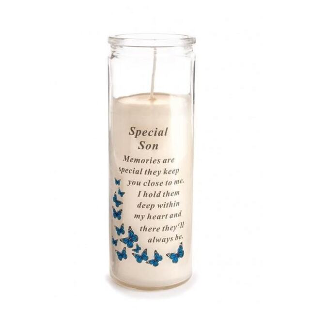 David Fischhoff Memorial Glass Candle - Special Son White