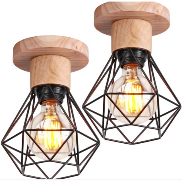 2pcs Retro Ceiling Light Fixture Vintage Black Ceiling Light
