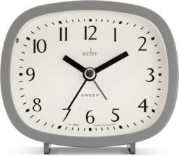 Acctim Hilda Analogue Alarm Clock Non Ticking Sweep Crescendo Alarm Backlight Contemporary Grey Pigeon