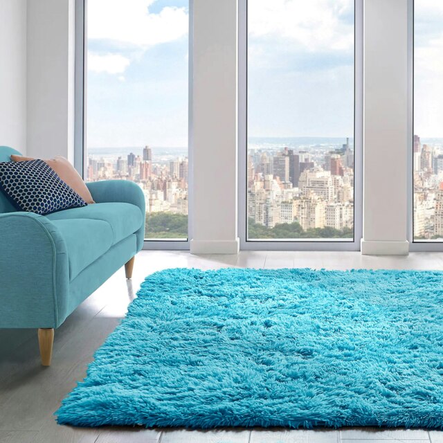 Home Republic Alaska Sponged Shaggy Rug - 120 x 170 Blue