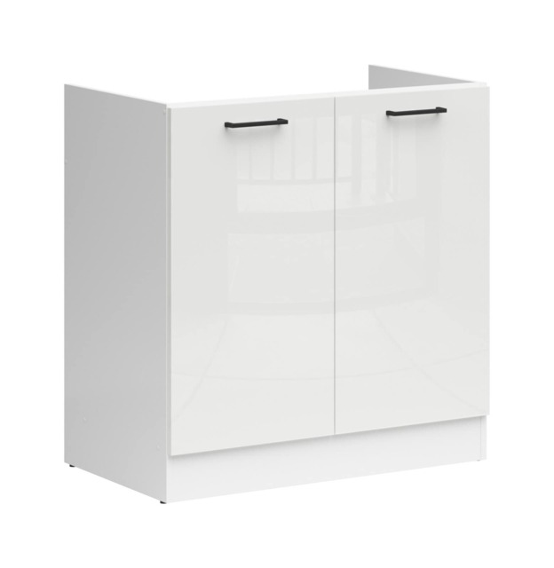 Under Sink Kitchen Cabinet 800mm Sink Unit 2 Door 80cm Cupboard Chalk White Gloss Junona
