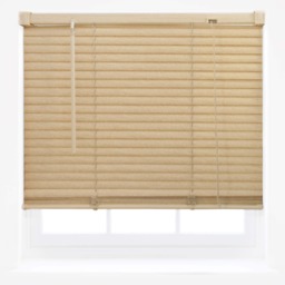 FURNISHED Wood Effect PVC Venetian Window Blinds Made to Measure Easy Fit 25mm Slat Cream Natural (W) 195cm x (L) 150cm