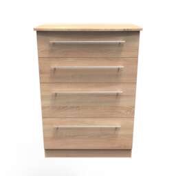 Carlton 4 Drawer Deep Chest of Drawers in Bardolino Oak (Ready Assembled) Brown Bardolino Oak