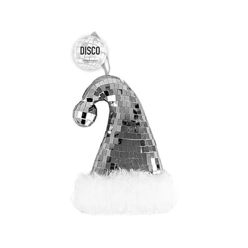 Santa Claus Hat Disco Ball Christmas Hanging Decoration 15cm