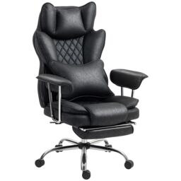 HOMCOM Office Chair, High Back Leathaire Desk Chair for Home, Black Black