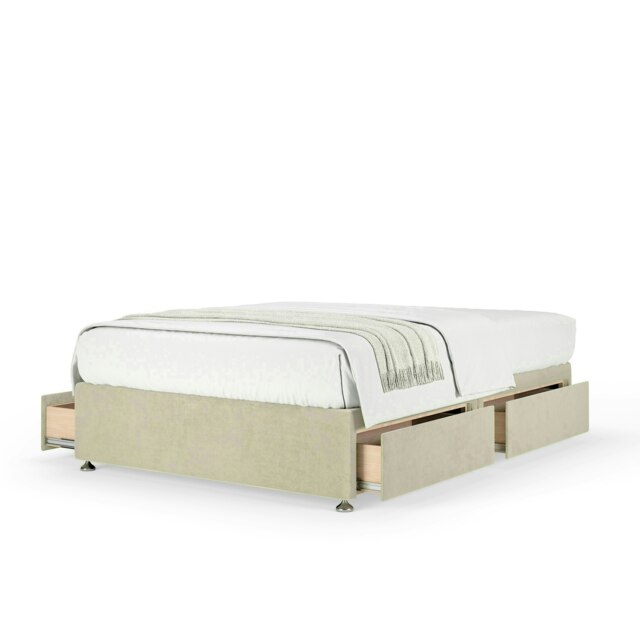 Neptune Spring Cream Naples Velvet 4 Drawer Divan Set Small Double