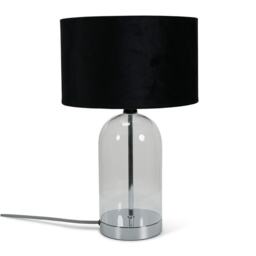 ValueLights Jessy Chrome Metal Table Lamp Black Velvet Shade