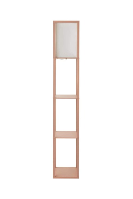 ValueLights Struttura Pink Shelving Floor Lamp Shade and Bulb