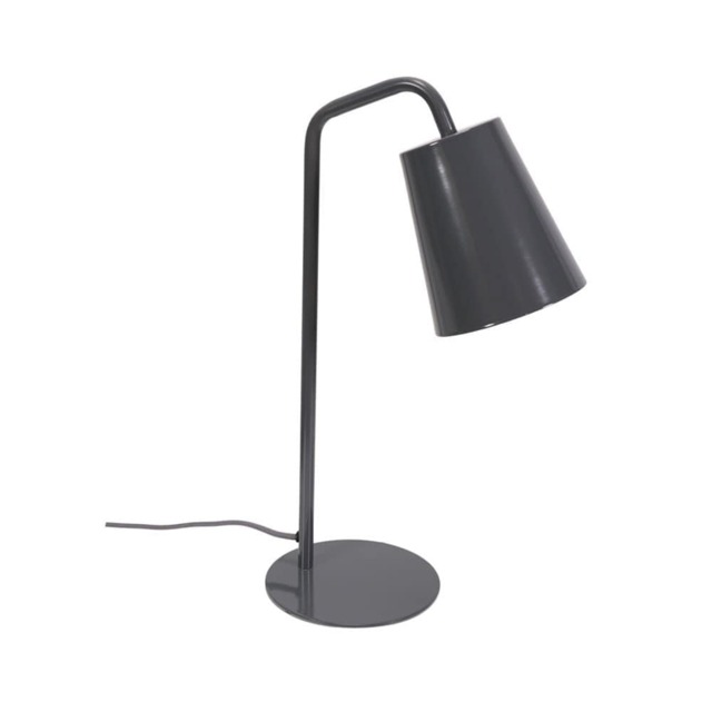 ValueLights Bibi Charcoal Grey Arched Stem Metal Classic Table Lamp and Bulb