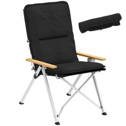 Outsunny Padded Camp Chair Outdoor High Back Folding Recliner with Bag Black Black One Size