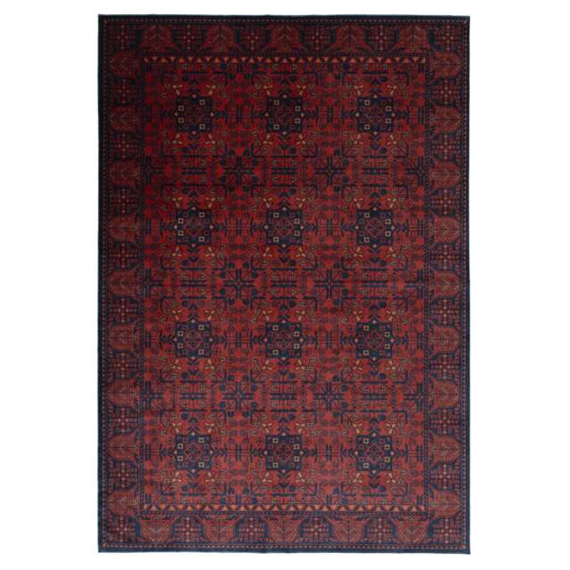 Red Navy Low Pile Traditional Persian Velvet Texture Area Rug 160cm x 230cm