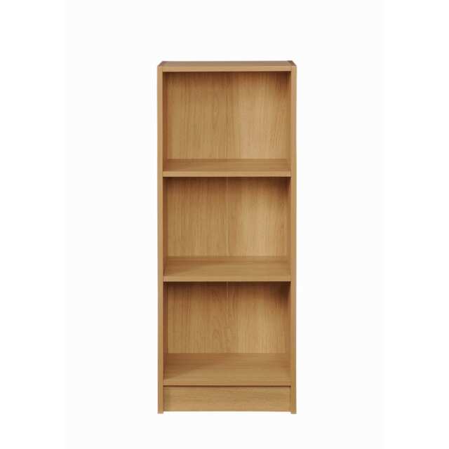 Essentials 3 Tier Medium Narrow Bookcase Shelving Unit Living Room Office Bedroom