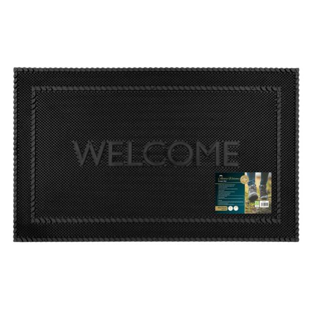 JVL Alvaro Welcome Rubber Scraper Doormat 45x75cm, Black