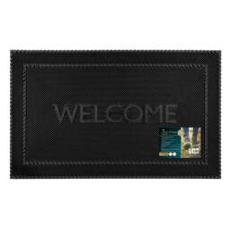 JVL Alvaro Welcome Rubber Scraper Doormat 45x75cm, Black