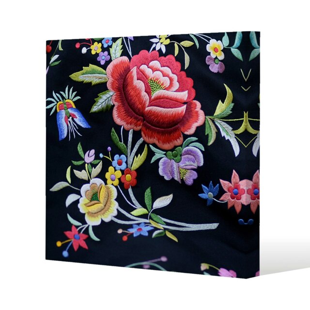 Vibrant Flowers (Canvas Print) Cream