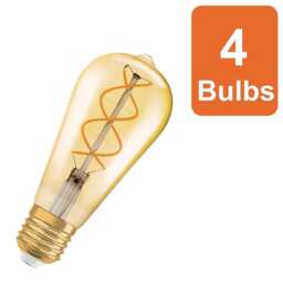 Osram Vintage 1906 LED Edison Filament Lamp Bulb Gold Dimmable 4W E27 Pack of 4