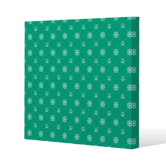 Nautical Elements on Green (Canvas Print) / 90 x 90 x 4cm Multi