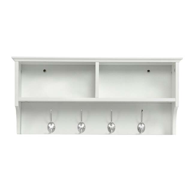 Yaheetech Hallway Coat Hook & Storage Unit White 4 Hooks Storage White One Size