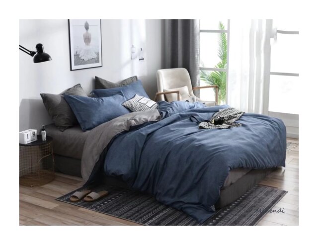 Ezysleep Reversible Blue Printed Duvet Set - Luxurious Duvet Cover And Pillowcases Blue Blue