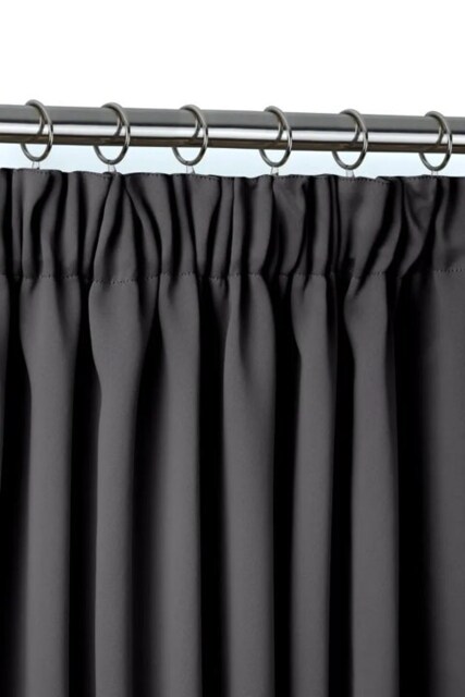 Essential Thermal Blackout Pencil Pleat Door Curtain 168cm x 213cm Charcoal Grey Grey