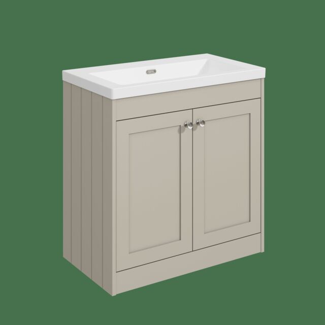 Balterley Floor Standing 2 Door Unit with Minimalist Basin No Tap Hole Grey 800 x 800 x 453mm