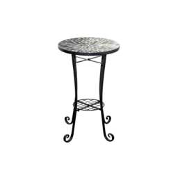 Leaf Mosaic Plant Stand Side Table with Ceramic Tile Top for Indoor and Outdoor Display