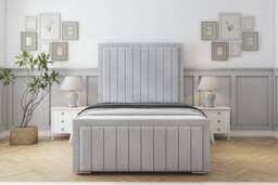 "Sloomy Pemberton Silver Naples Bed Frame With Mattress With 50"" Upholstered Headboard 5' King"