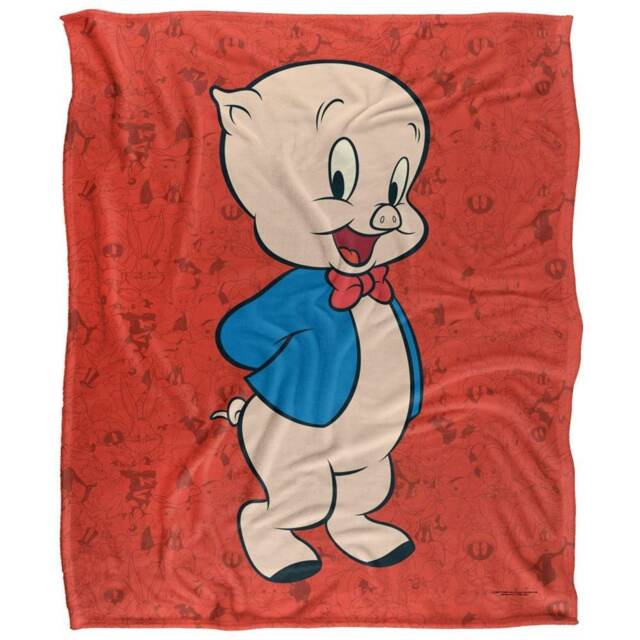 Looney Tunes Character Collage Porky Pig Blanket - Multicoloured - One Size