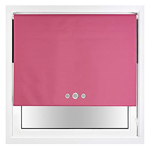 FURNISHED Blackout Roller Blind with Triple Eyelets & Metal Fittings Pink Fuchsia (W) 145cm x (L) 165cm