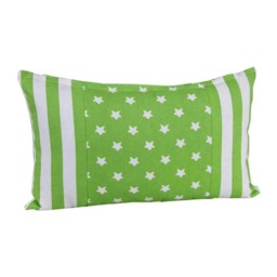 Homescapes Cotton Green Stripe Border - Stars Rectangular Cushion Cover - 30 x 50 cm Green Green 30 x 50 cm