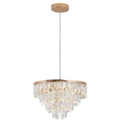 Crystal Pendant Light Gold Ceiling Lamp LED Chandelier 40W 3 Color Lights