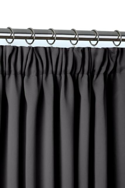 Essential Woven Thermal Blackout Pencil Pleat Curtains 228cm x 228cm Charcoal Grey Grey