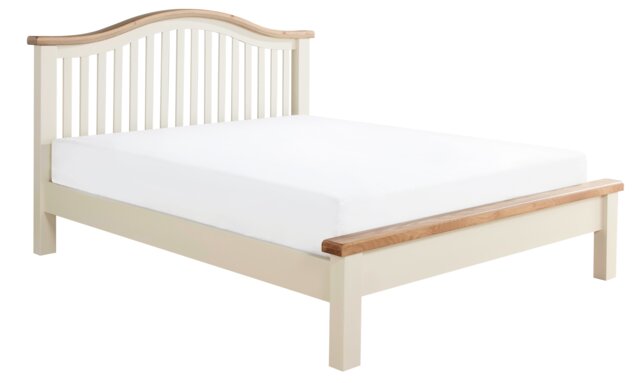 6ft Super King Real oak and Cream,Chunky, Curved, Solid,strong,wood bed frame.Low foot end wooden bedstead Cream Real Oak & Cream Super King