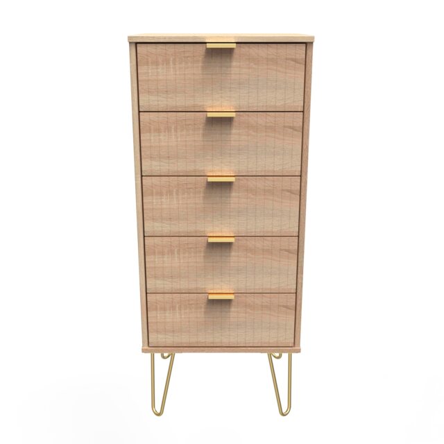 Bexley 5 Drawer Tall Bedside Cabinet in Bardolino Oak (Ready Assembled) Brown Bardolino Oak