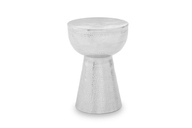 Interiors by Premier Spacious Accent Table With Tapered Base, Aluminium Finish Side Table With Pedestal Base, Round Bedside Table Silver