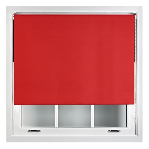 Blackout Roller Blind 85cm Wide x 165cm Long Metal Fittings Red Red