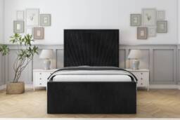 "Sloomy Somerset Black Naples Bed Frame With Mattress With 50"" Upholstered Headboard 5' King"