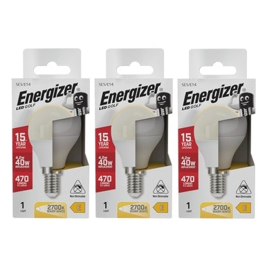 Energizer LED Golf Ball E14 470lm 4.2W 2700K (Warm White) Light Bulb - Pack of 3