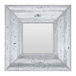 Orsina Silver Mosaic Wall Mirror with Bevelled Glass Frame, Square Decorative Mirror with Light Grey Trim, Mirror