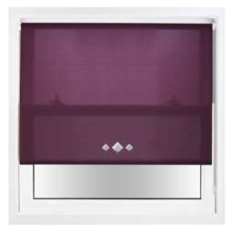 FURNISHED Daylight Trimmable Roller Blinds with Triple Diamond Eyelets and Metal Fittings Purple Aubergine (W) 55cm x (L) 210cm